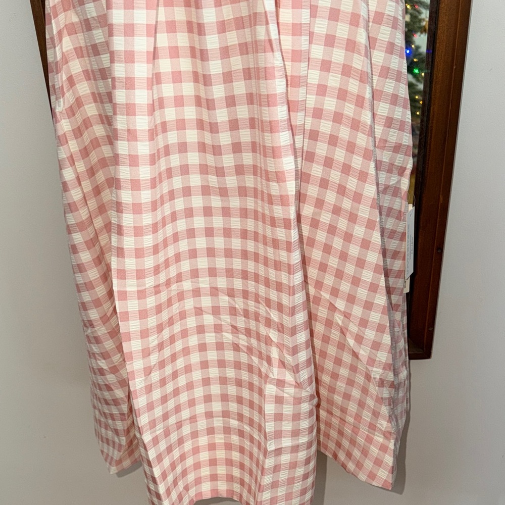 Anthropologie For Love And Lemons Peach Gingham Petal Smocked Midi Dress NWT M - Picture 7 of 10